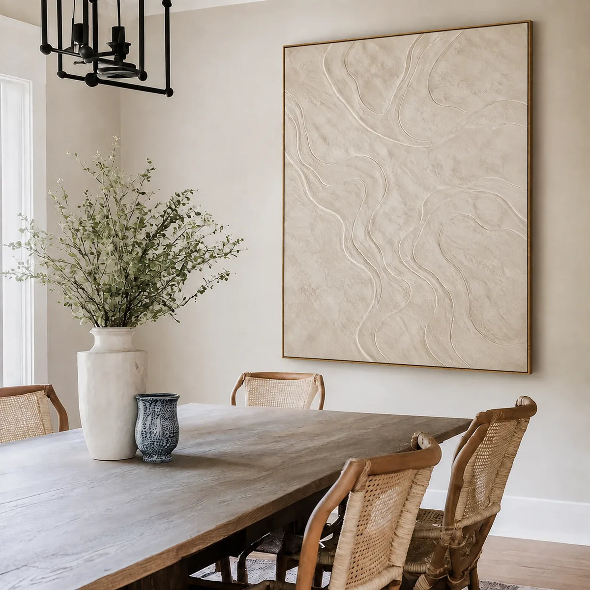 Ivory Contour Textured Wall Art styled interior scene 3 | Olyrel