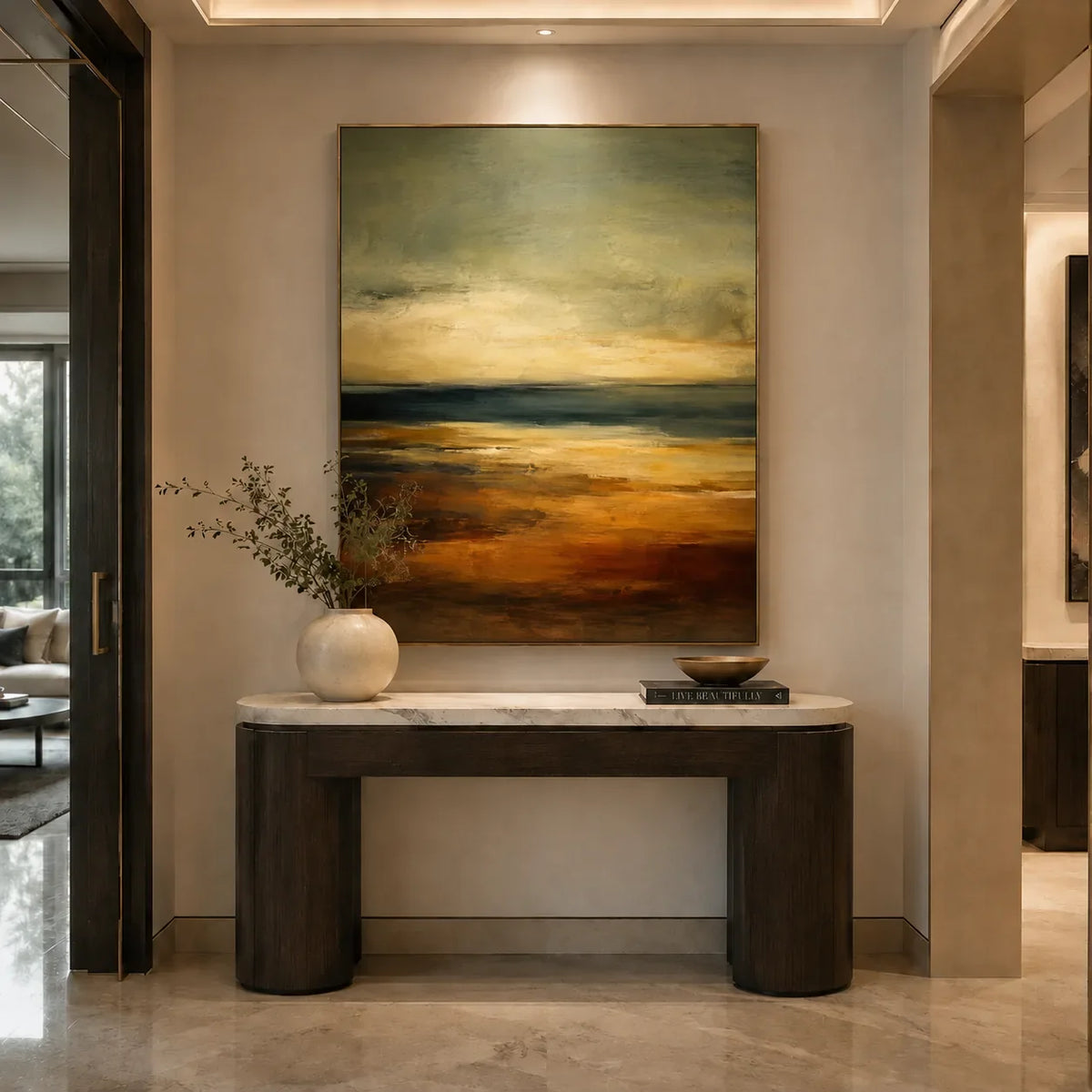 Ember Horizon Landscape Wall Art styled interior scene 3 | Olyrel