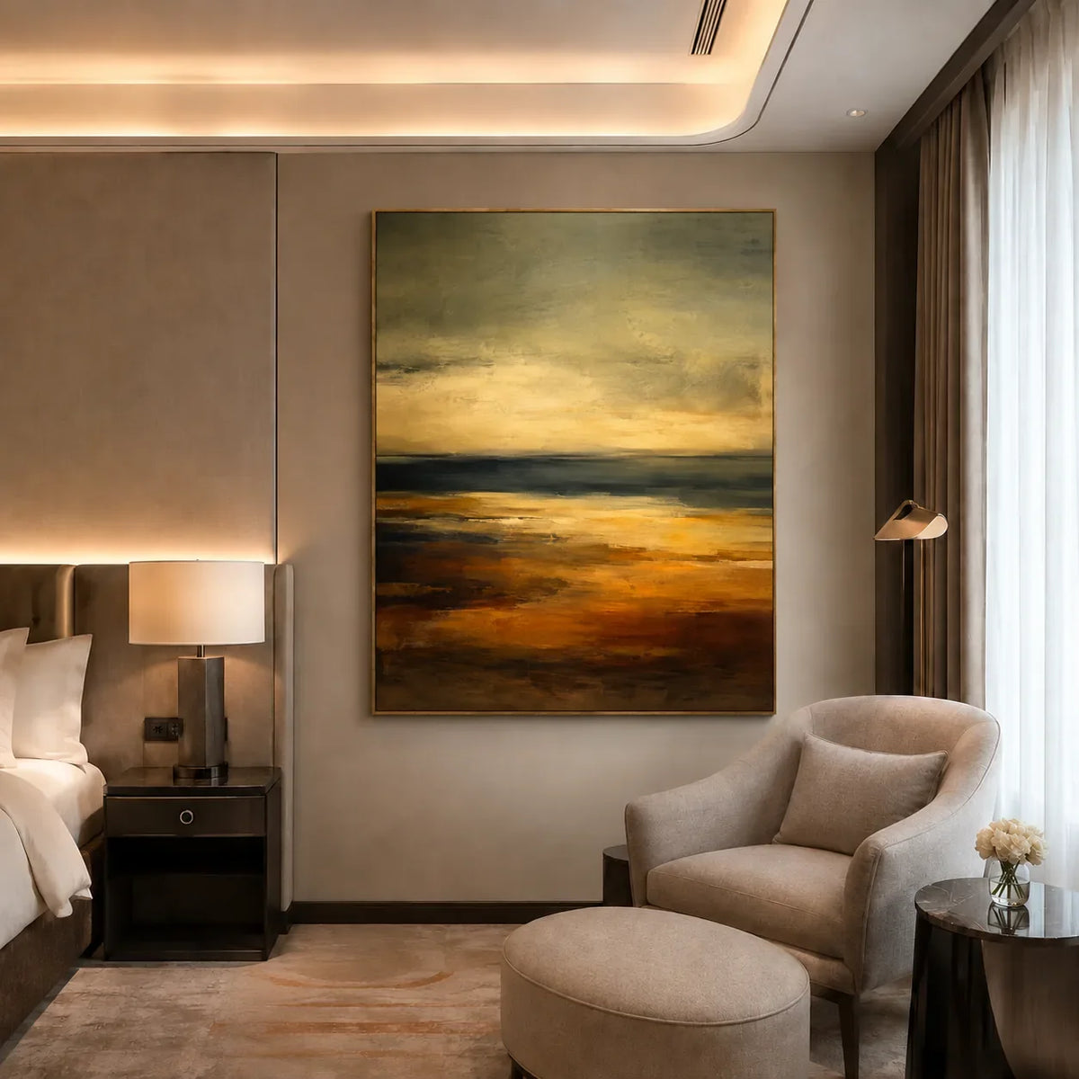 Ember Horizon Landscape Wall Art styled interior scene 4 | Olyrel