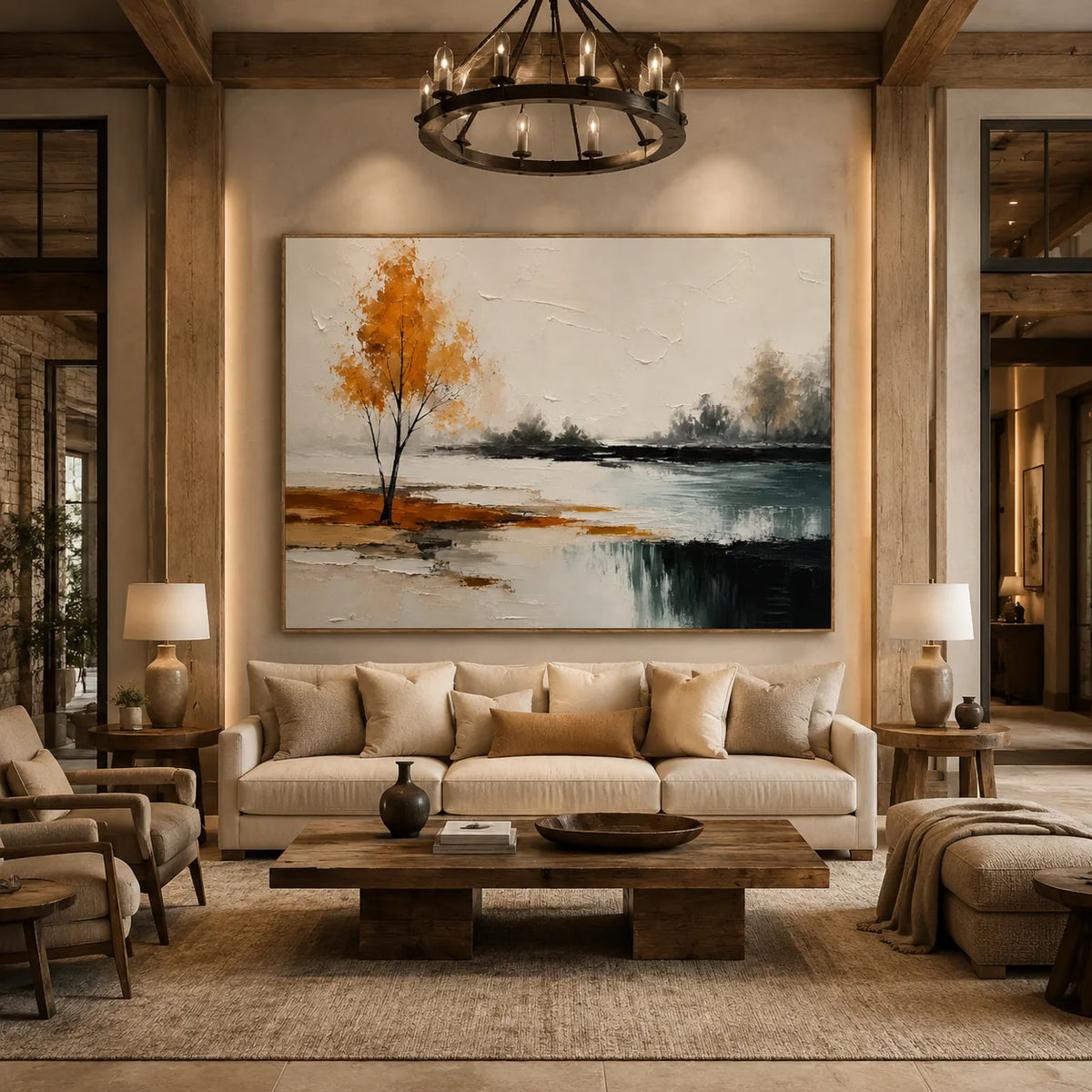 Amber Birch Landscape Wall Art styled interior scene 2 | Olyrel