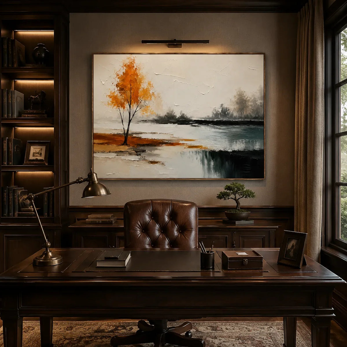 Amber Birch Landscape Wall Art styled interior scene 3 | Olyrel