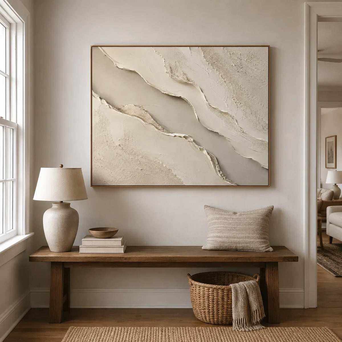 Ivory Rift Textured Wall Art styled interior scene 1 | Olyrel