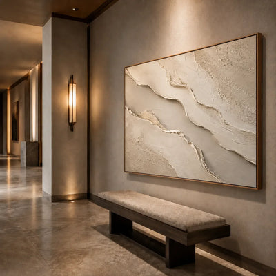 Ivory Rift Textured Wall Art styled interior scene 5 | Olyrel