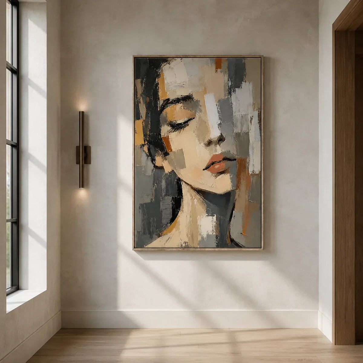 Soft Gaze Portrait Wall Art shown in a quiet home office | Olyrel