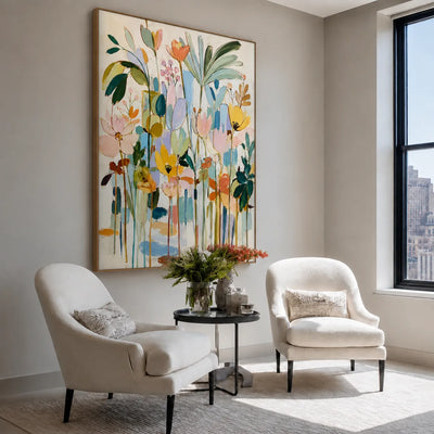 Pastel Garden Floral Wall Art styled interior scene 1 | Olyrel