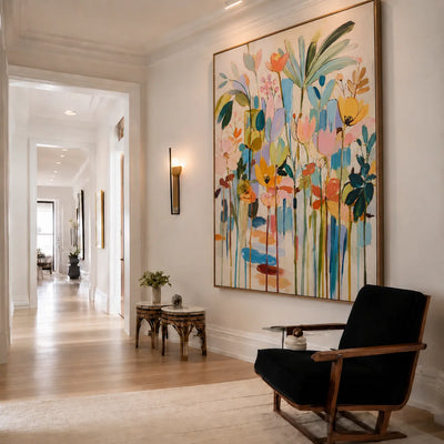 Pastel Garden Floral Wall Art styled interior scene 3 | Olyrel