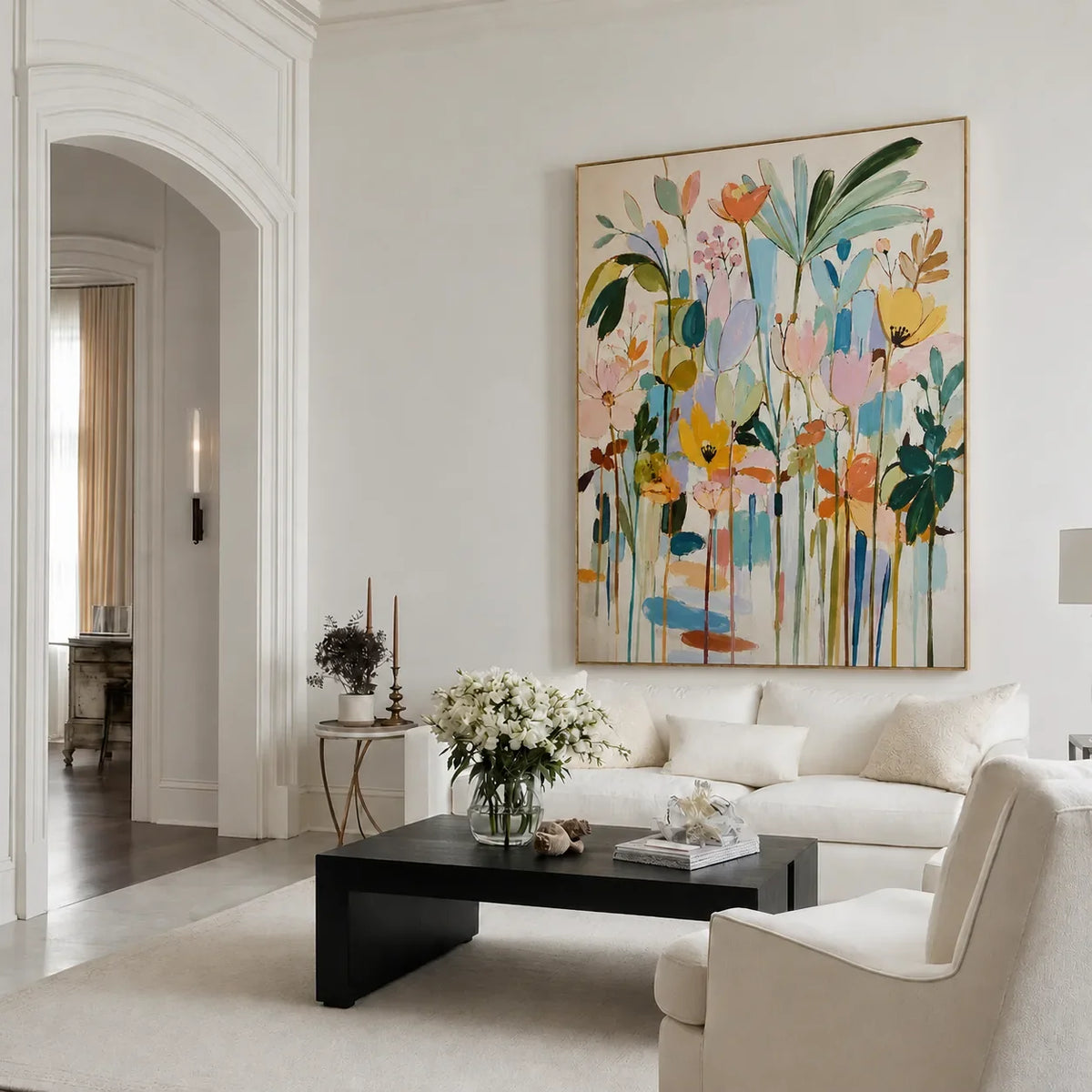 Pastel Garden Floral Wall Art styled interior scene 5 | Olyrel