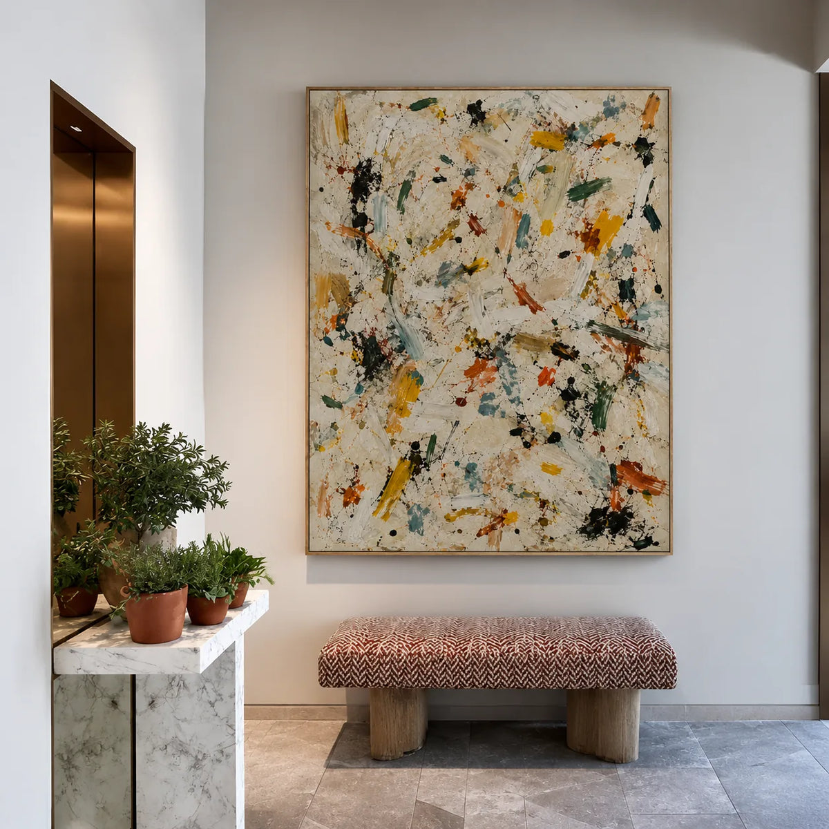 Confetti Trace Abstract Wall Art styled interior scene 1 | Olyrel