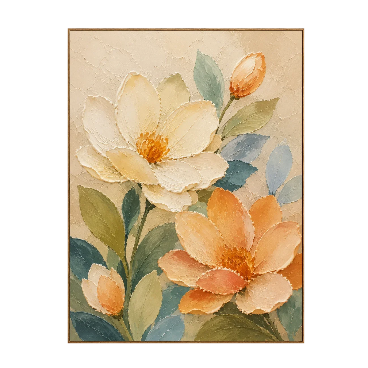 Apricot Bloom Floral Wall Art | Olyrel