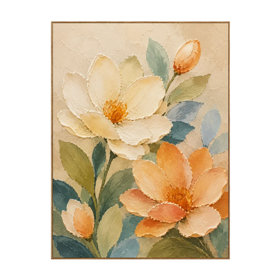 Apricot Bloom Floral Wall Art | Olyrel