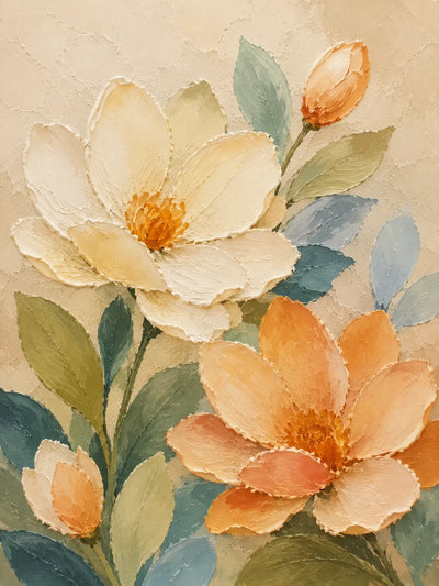Apricot Bloom Floral Wall Art artwork view | Olyrel