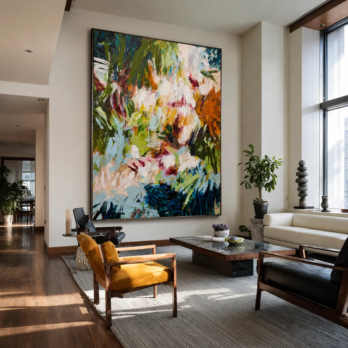 Wild Garden Abstract Wall Art styled interior scene 1 | Olyrel