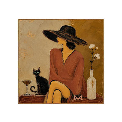 Burgundy Hat Figure Wall Art | Olyrel