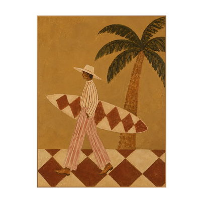 Golden Palm Surfer Wall Art | Olyrel