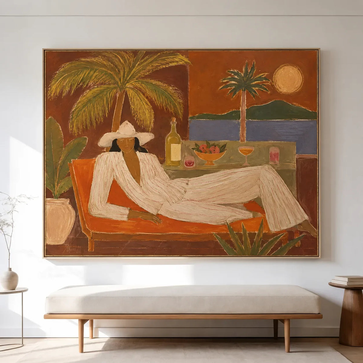 Riviera Recline Figure Wall Art styled interior scene 2 | Olyrel
