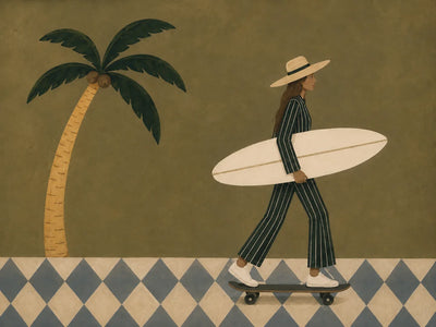 Olive Surfer Figure Wall Art artwork view | Olyrel