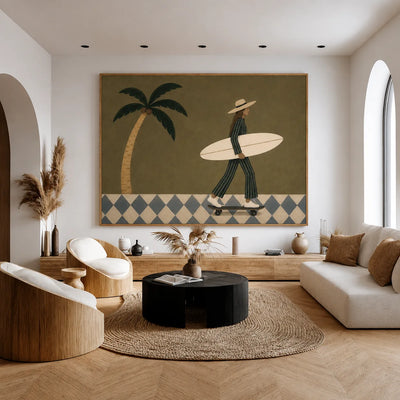 Olive Surfer Figure Wall Art styled interior scene 3 | Olyrel