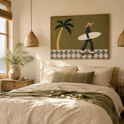 Olive Surfer Figure Wall Art styled interior scene 6 | Olyrel