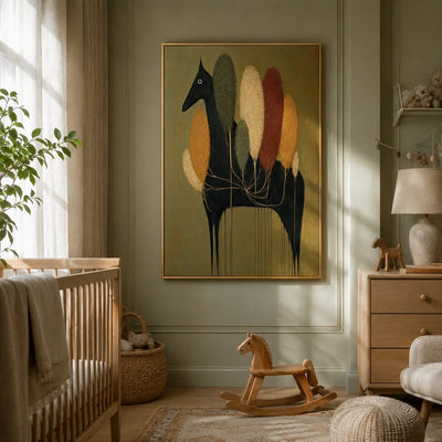 Midnight Grove Horse Wall Art shown in a quiet home office | Olyrel