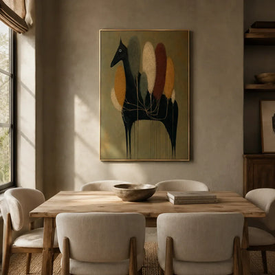 Midnight Grove Horse Wall Art styled with minimal interior decor | Olyrel