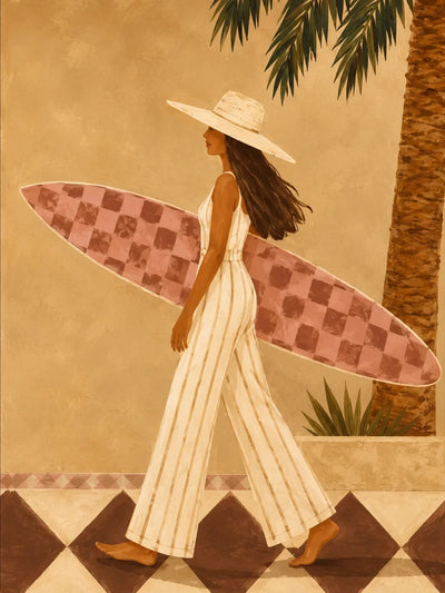 Sunlit Surf Walk Figure Wall Art artwork view | Olyrel