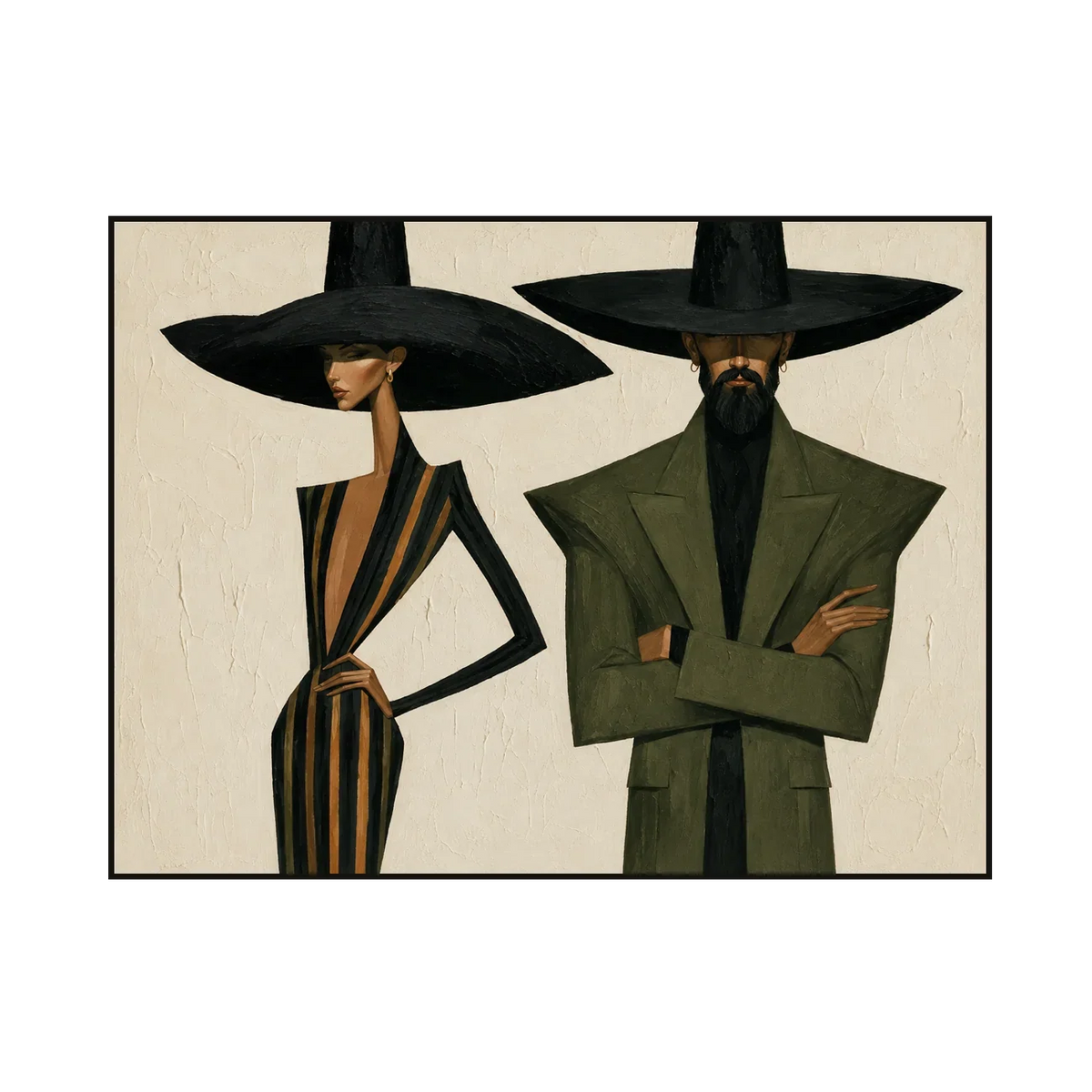 Olive Hat Duo Figure Wall Art | Olyrel