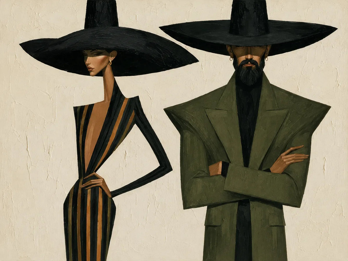Olive Hat Duo Figure Wall Art artwork view | Olyrel