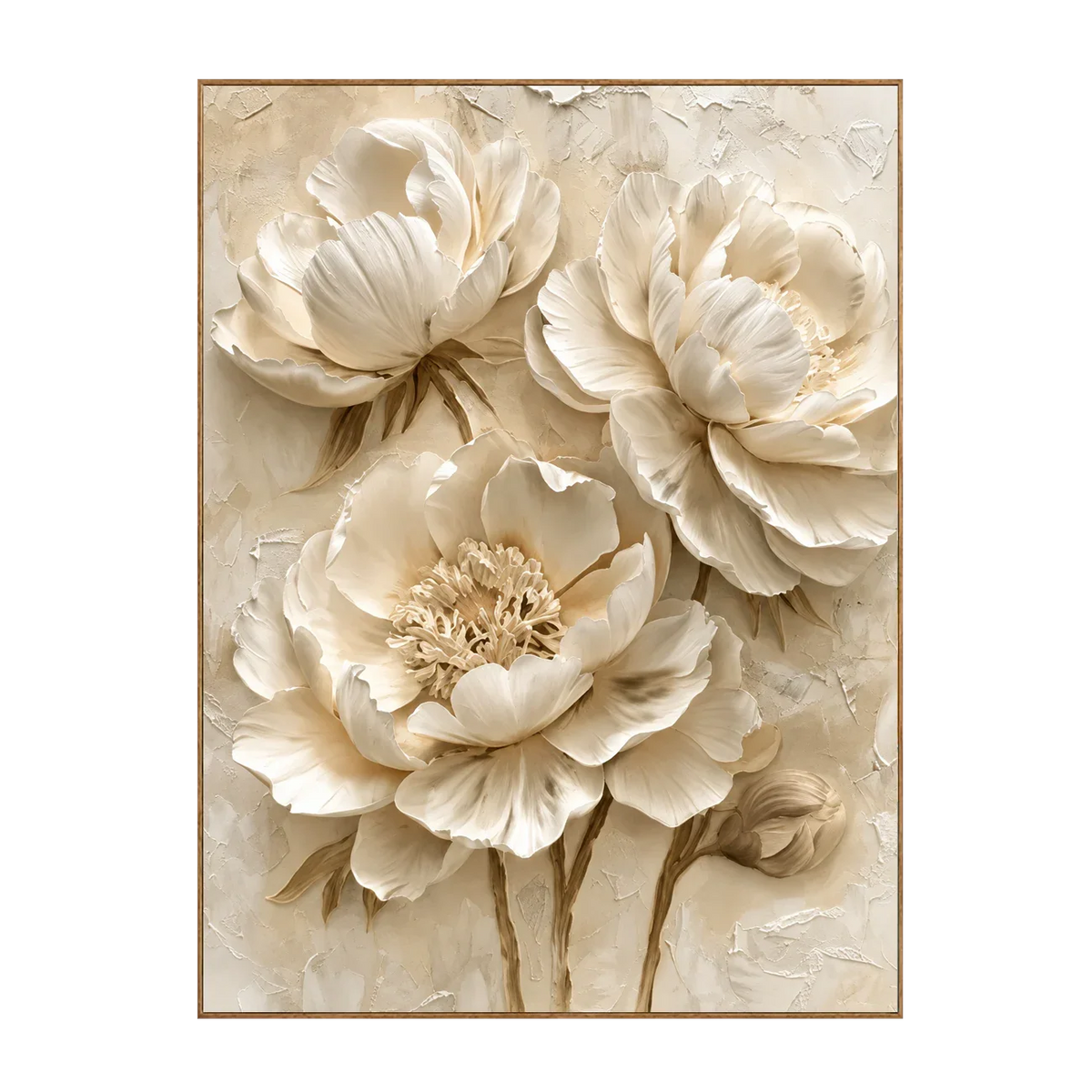 Ivory Peony Relief Wall Art | Olyrel