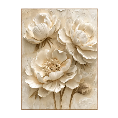 Ivory Peony Relief Wall Art | Olyrel