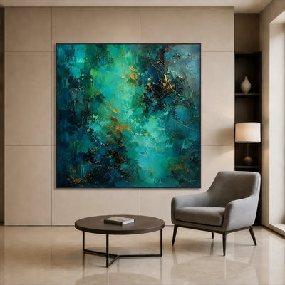 Emerald Current Abstract Wall Art styled interior scene 2 | Olyrel