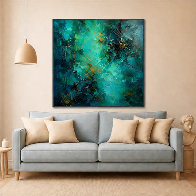 Emerald Current Abstract Wall Art styled interior scene 3 | Olyrel