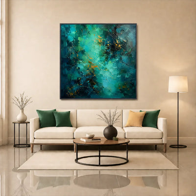 Emerald Current Abstract Wall Art styled interior scene 5 | Olyrel