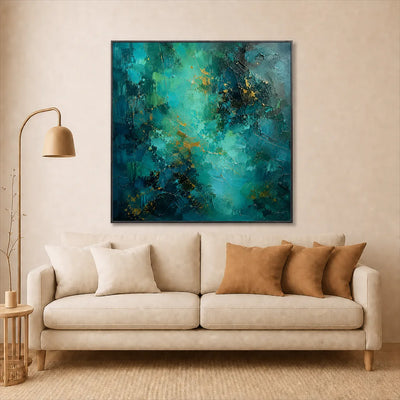 Emerald Current Abstract Wall Art styled interior scene 7 | Olyrel