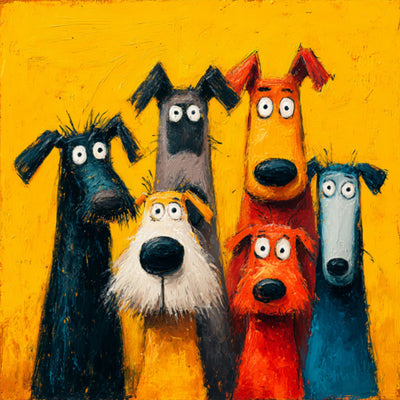Yellow Dog Parade Wall Art artwork view | Olyrel