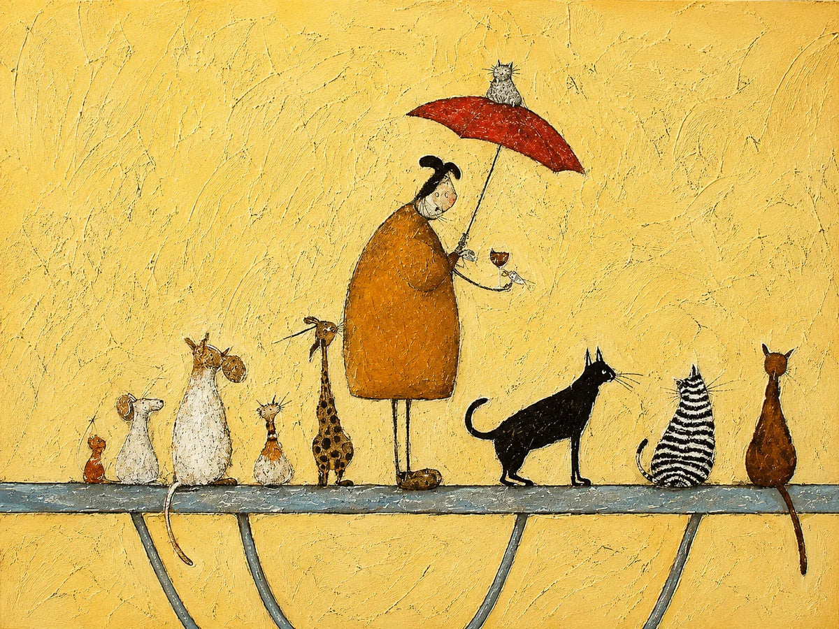 Umbrella Cat Parade Wall Art artwork view | Olyrel