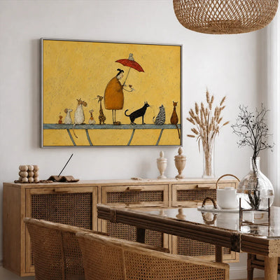 Umbrella Cat Parade Wall Art styled interior scene 3 | Olyrel