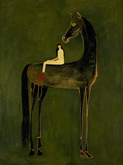 Olive Giant Horse Wall Art artwork view | Olyrel