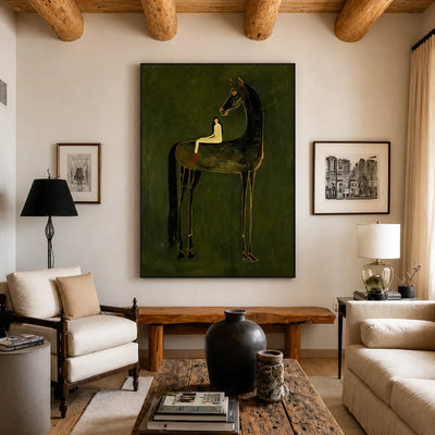 Olive Giant Horse Wall Art styled interior scene 2 | Olyrel