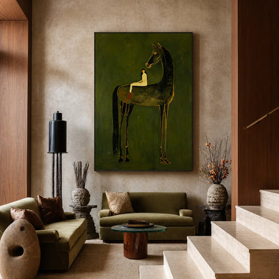 Olive Giant Horse Wall Art styled interior scene 4 | Olyrel