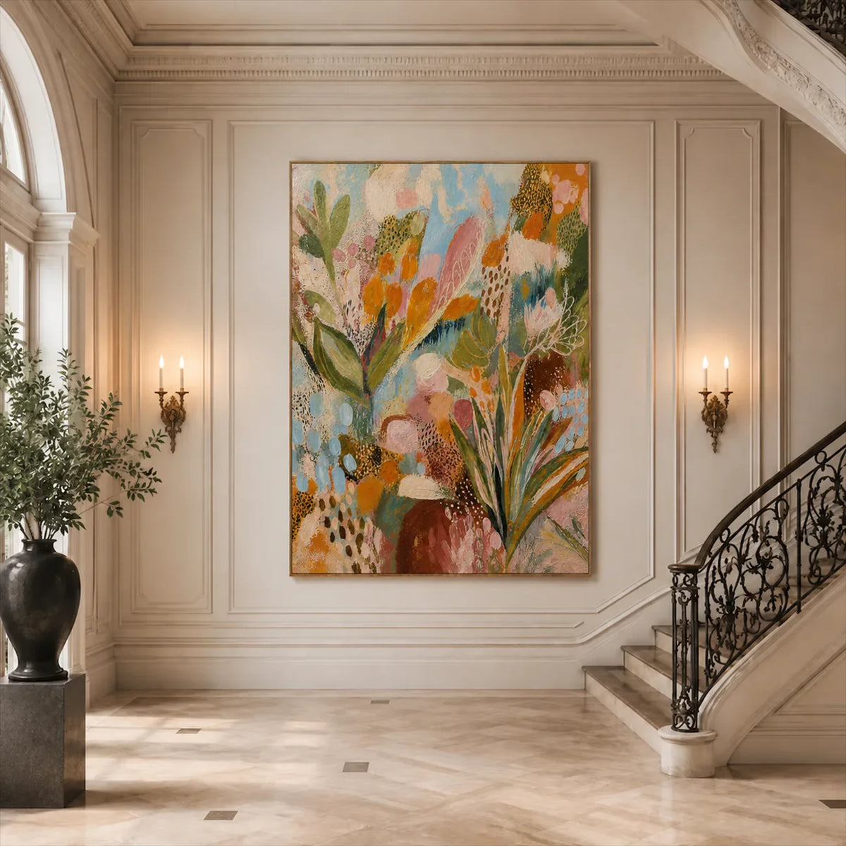 Garden Rhythm Floral Wall Art styled interior scene 6 | Olyrel