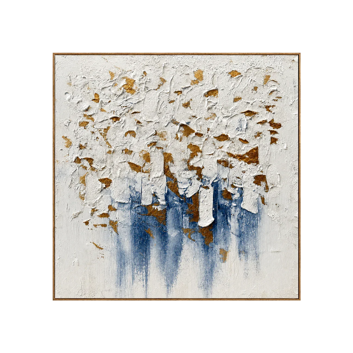 Gilded Blue Cascade Textured Wall Art | Olyrel