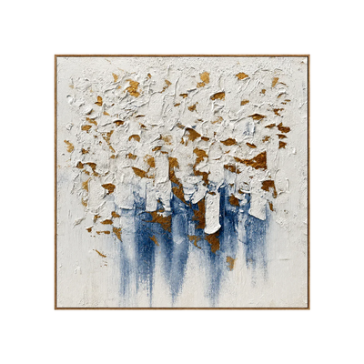 Gilded Blue Cascade Textured Wall Art | Olyrel