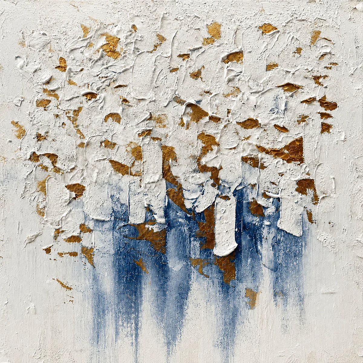 Gilded Blue Cascade Textured Wall Art artwork view | Olyrel