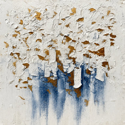 Gilded Blue Cascade Textured Wall Art artwork view | Olyrel