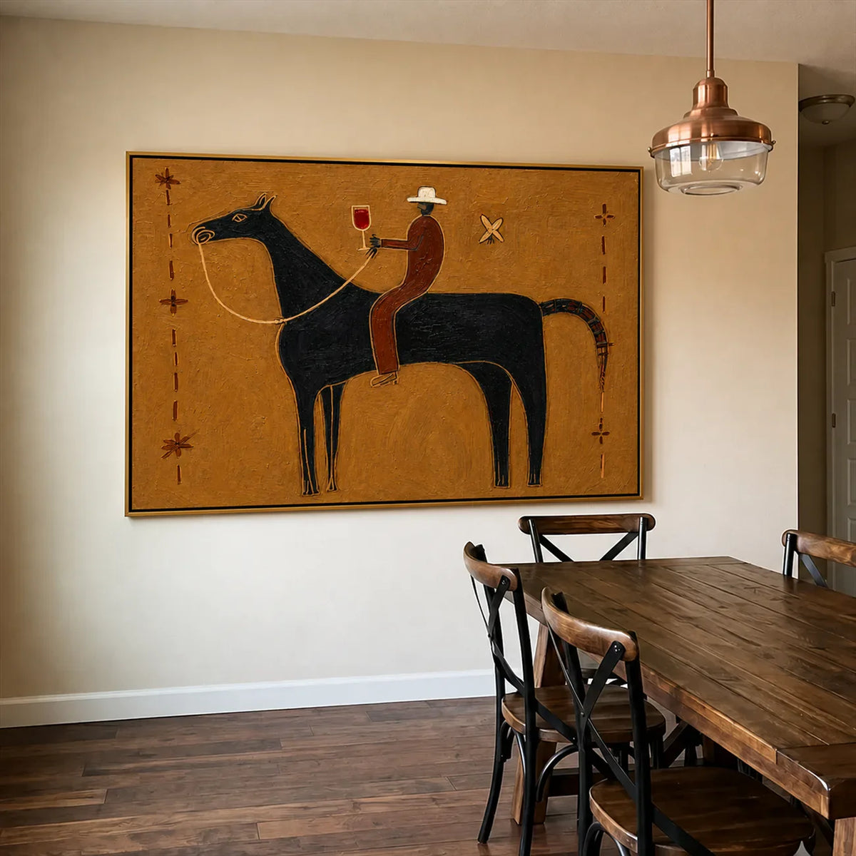 Western Toast Horse Wall Art styled interior scene 1 | Olyrel