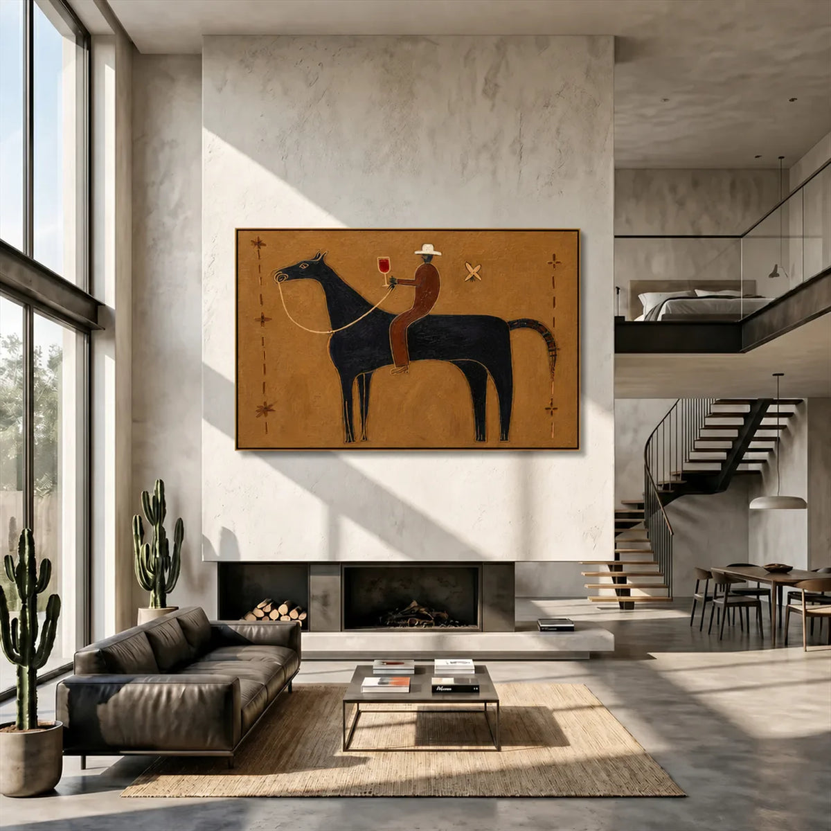 Western Toast Horse Wall Art styled interior scene 3 | Olyrel