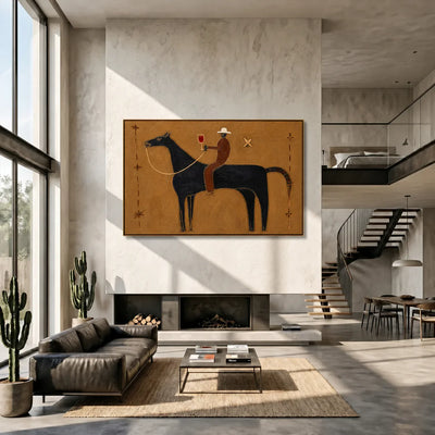 Western Toast Horse Wall Art styled interior scene 3 | Olyrel