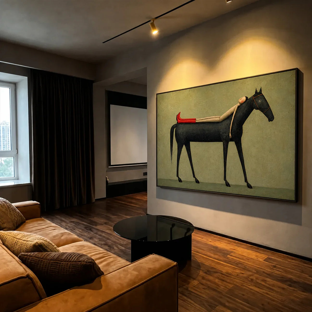 Sage Repose Horse Wall Art styled interior scene 1 | Olyrel