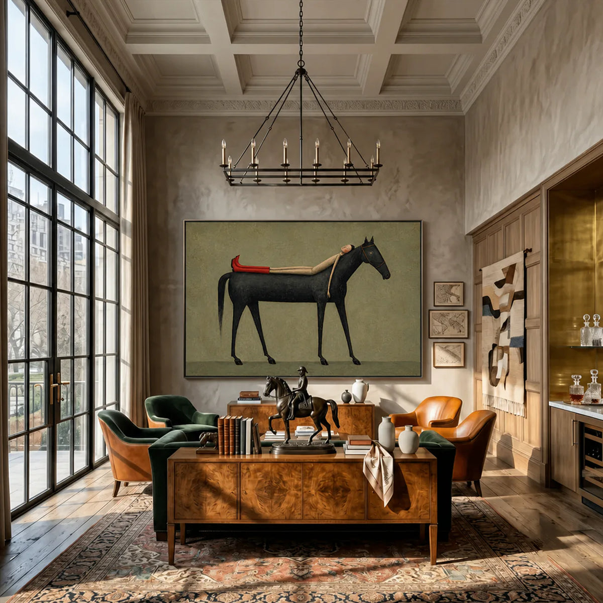 Sage Repose Horse Wall Art styled interior scene 3 | Olyrel
