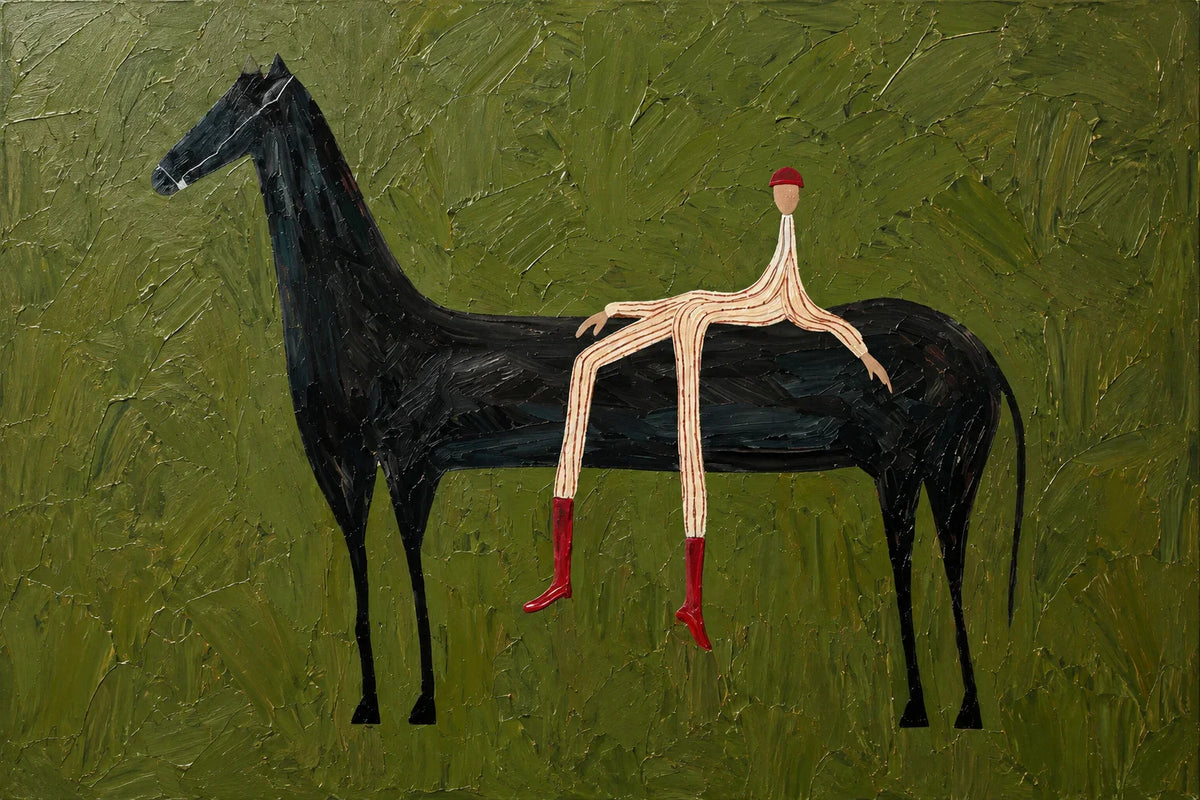 Striped Rider Horse Wall Art artwork view | Olyrel